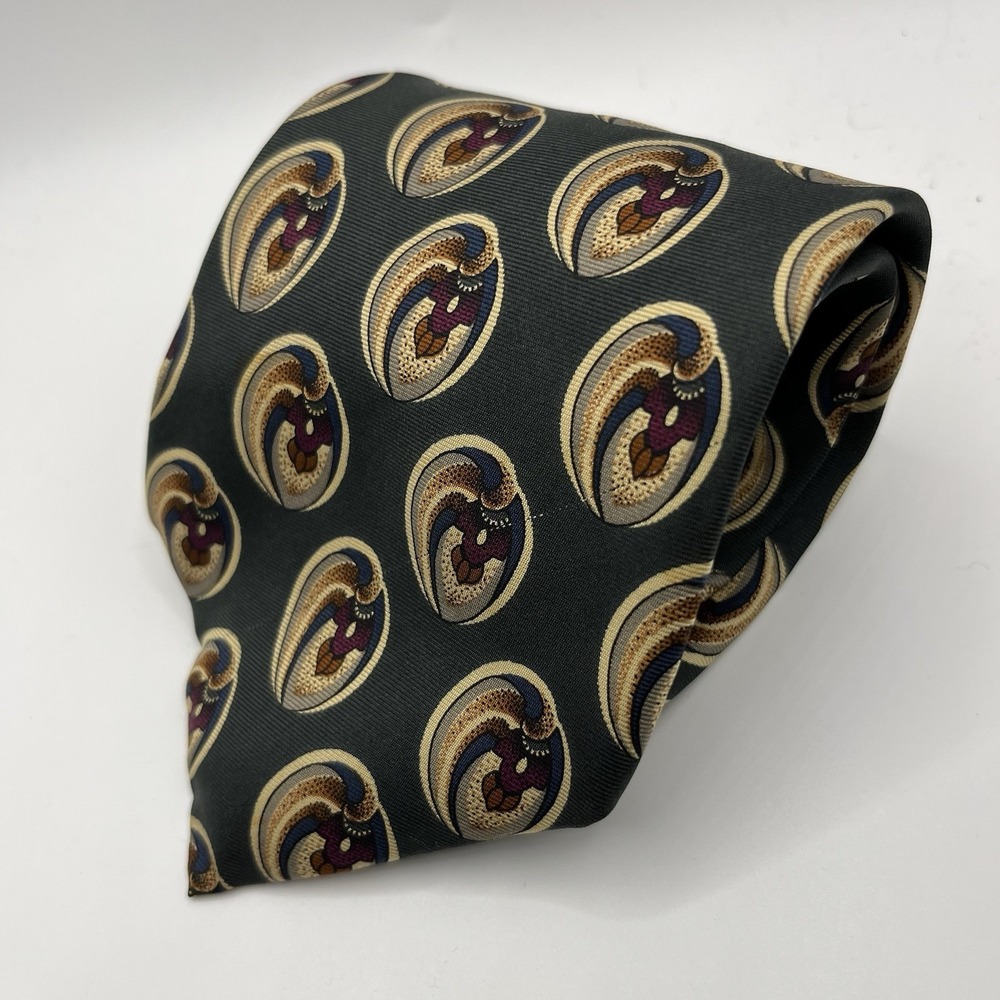VTG Christian Dior Monsieur Silk Tie Geometric Necktie USA *FLAW*